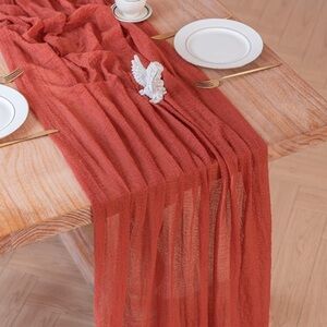 2-Piece Boho Cheesecloth Table Runners 35×120″ Sheer Gauze Farmhouse Deco